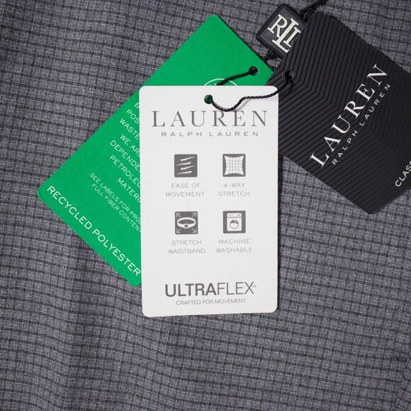 NWT $95 Ralph Lauren Norton Ultraflex Light Grey Check Flat Front Pant Men 36x32 - Picture 6 of 8